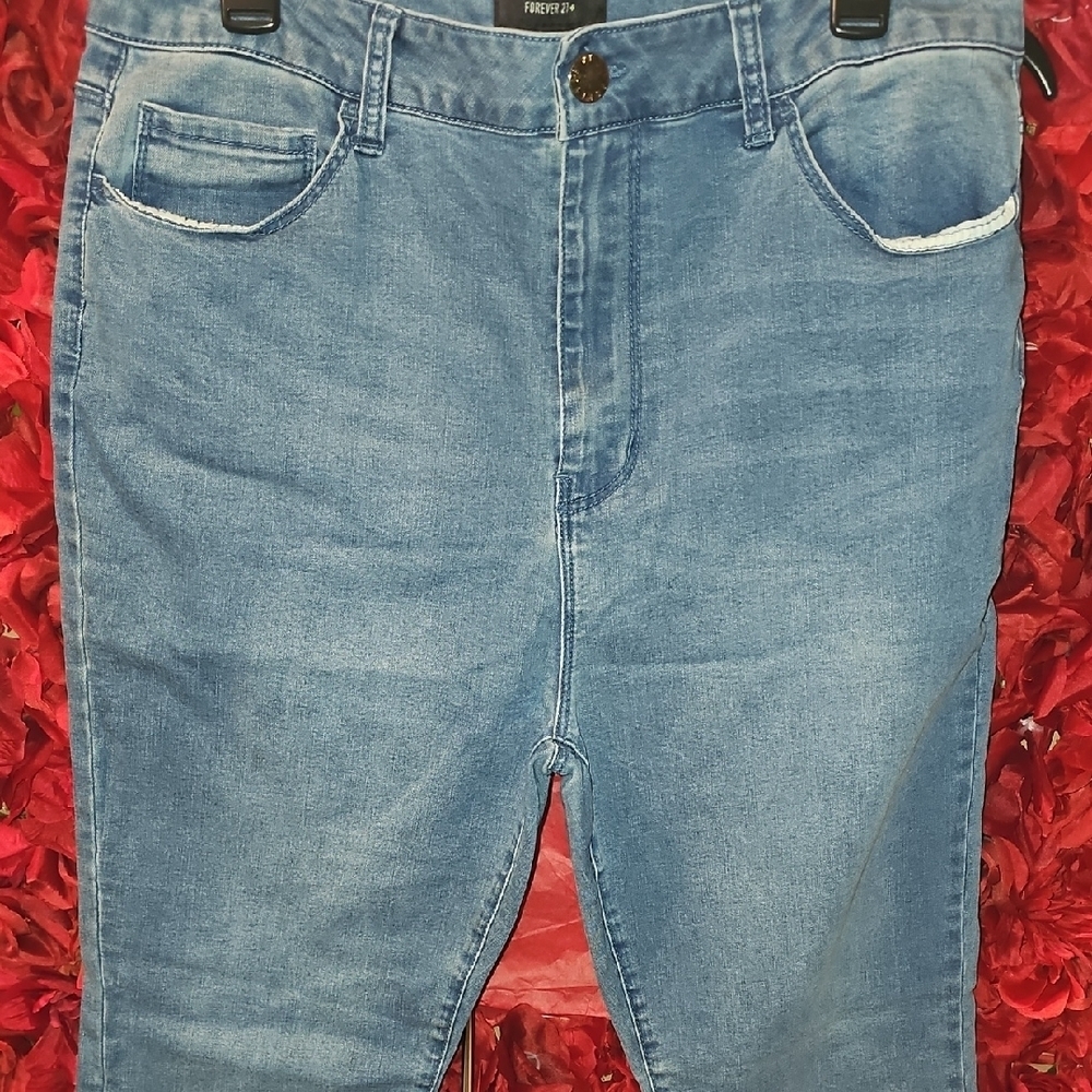 Forever 21 Light Blue Denim Pants Size 16 Like New